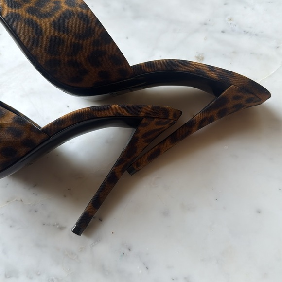 SAINT LAURENT LEOPARD PRINT GOLDIE MULES / HEELS - Picture 6 of 7